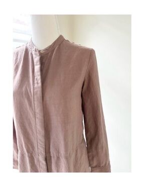 WILFRED M White Cotton Tunic Shirt Dress Long Sleeve Henley Bossut Viscose